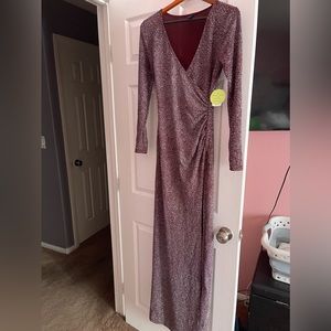 Burgundy glittery long dress